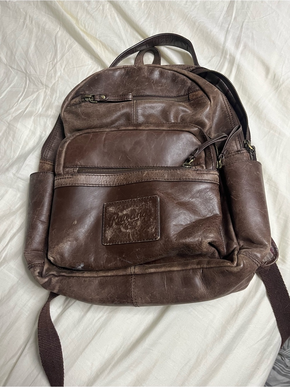 Rawlings brown leather baseball bag